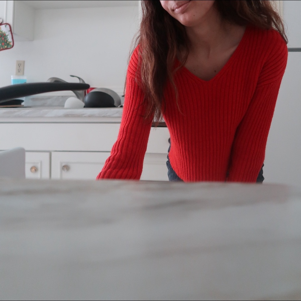 Red long sleeve top